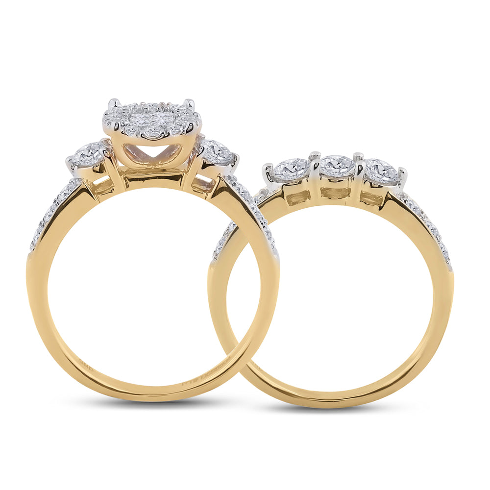 14K Yellow Or White Gold Princess Diamond Bridal Wedding Ring Band Set 1-1/2 Cttw, Womens Size: 5-10