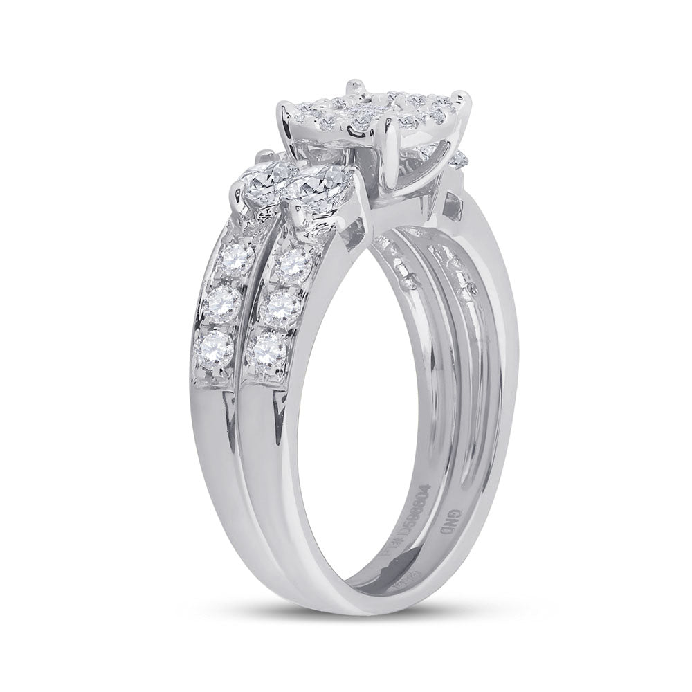 14K Yellow Or White Gold Princess Diamond Bridal Wedding Ring Band Set 1-1/2 Cttw, Womens Size: 5-10