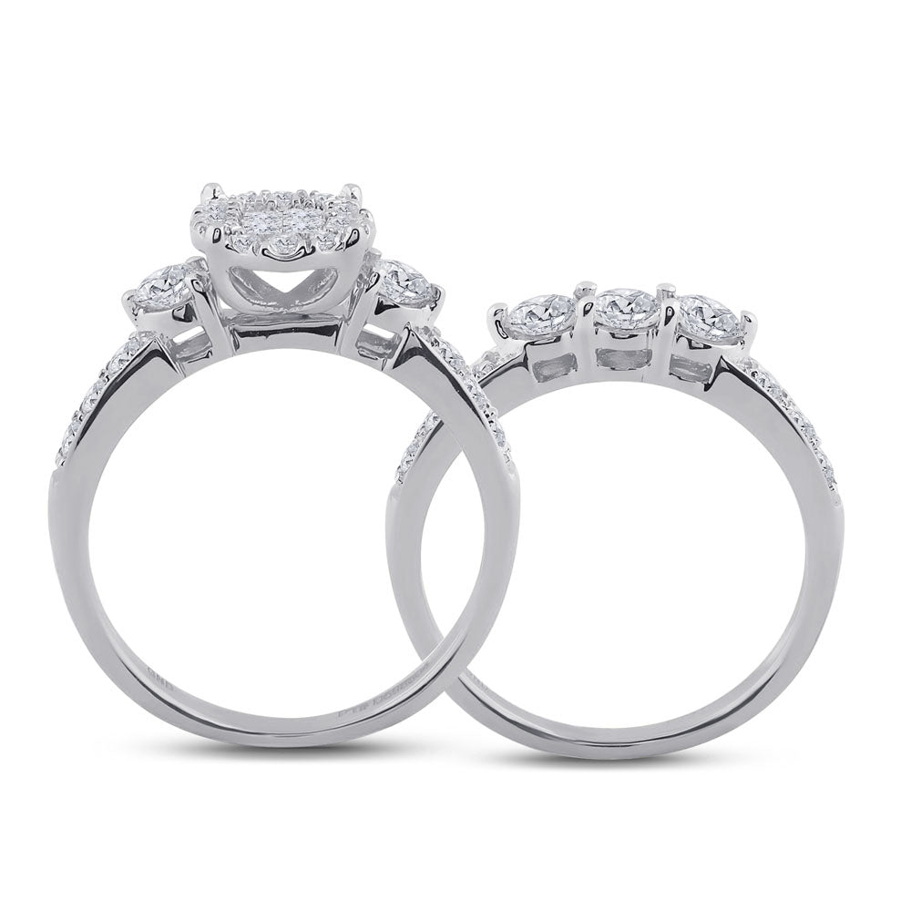 14K Yellow Or White Gold Princess Diamond Bridal Wedding Ring Band Set 1-1/2 Cttw, Womens Size: 5-10
