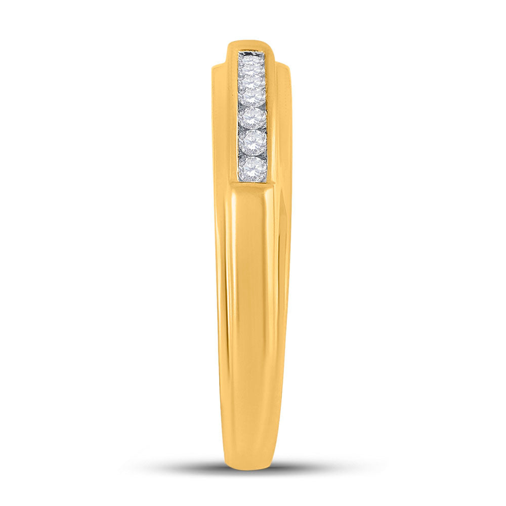 10K Yellow Gold His Hers Round Diamond Solitaire Matching Wedding Set 3/8 Cttw, Womens Size: 5-10, Mens Size: 7-13