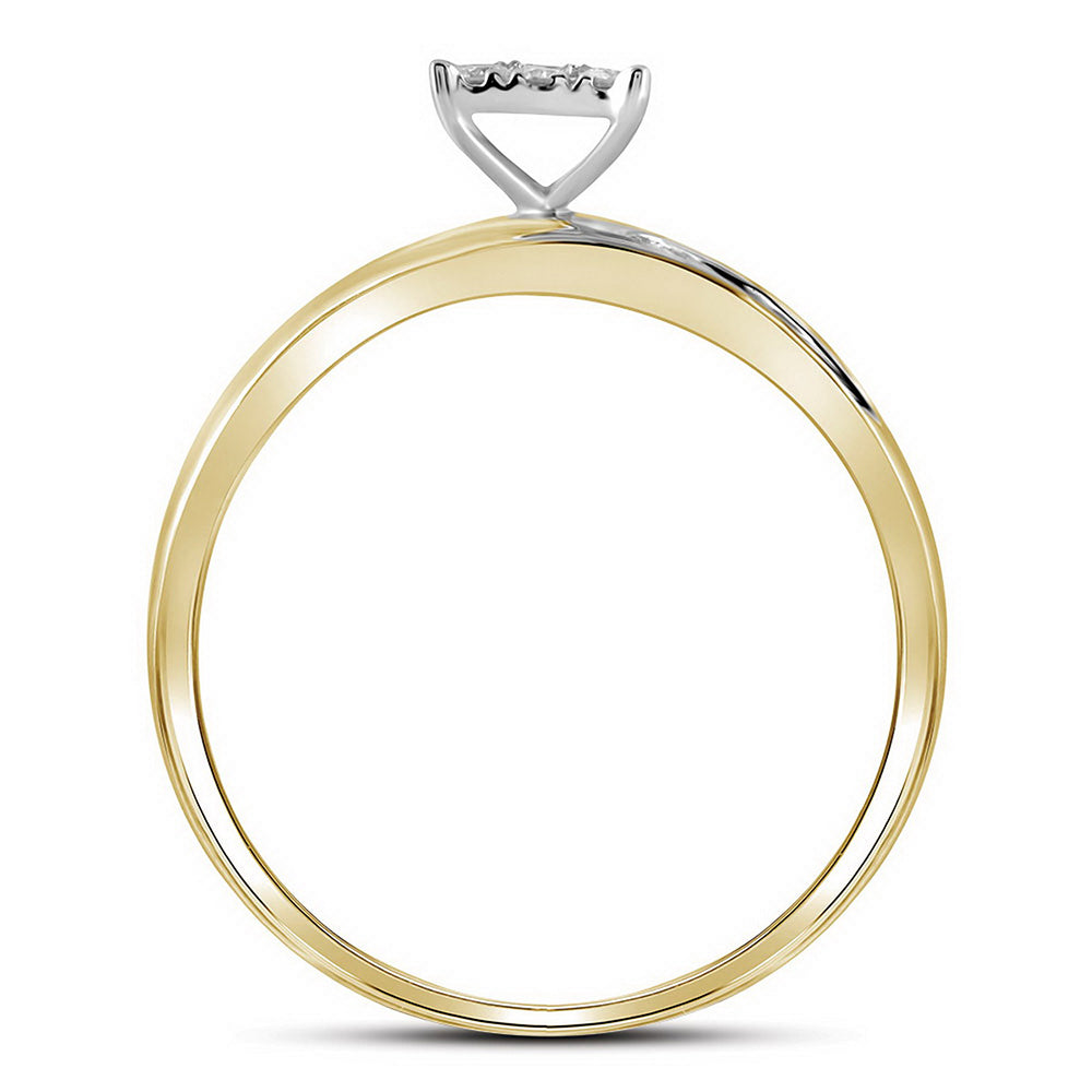 10K Yellow Gold His Hers Round Diamond Cluster Matching Wedding Set 1/5 Cttw, Womens Size: 5-10, Mens Size: 7-13