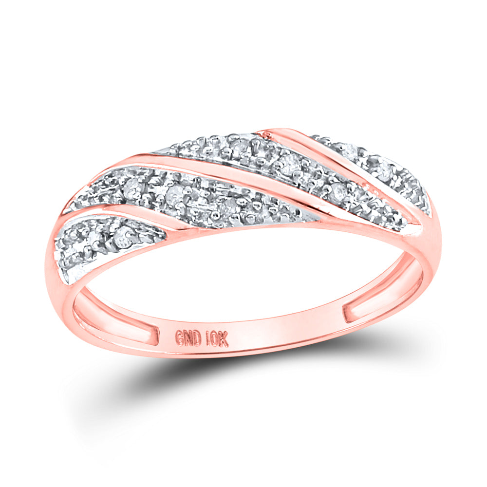 10K Rose Gold His Hers Round Diamond Square Matching Wedding Set 1/3 Cttw, Womens Size: 5-10, Mens Size: 7-13