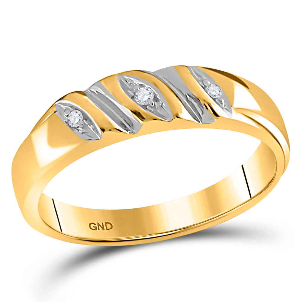 10kt Yellow Gold His Hers Marquise Diamond Solitaire Matching Bridal Wedding Ring Band Set 1/6 Cttw