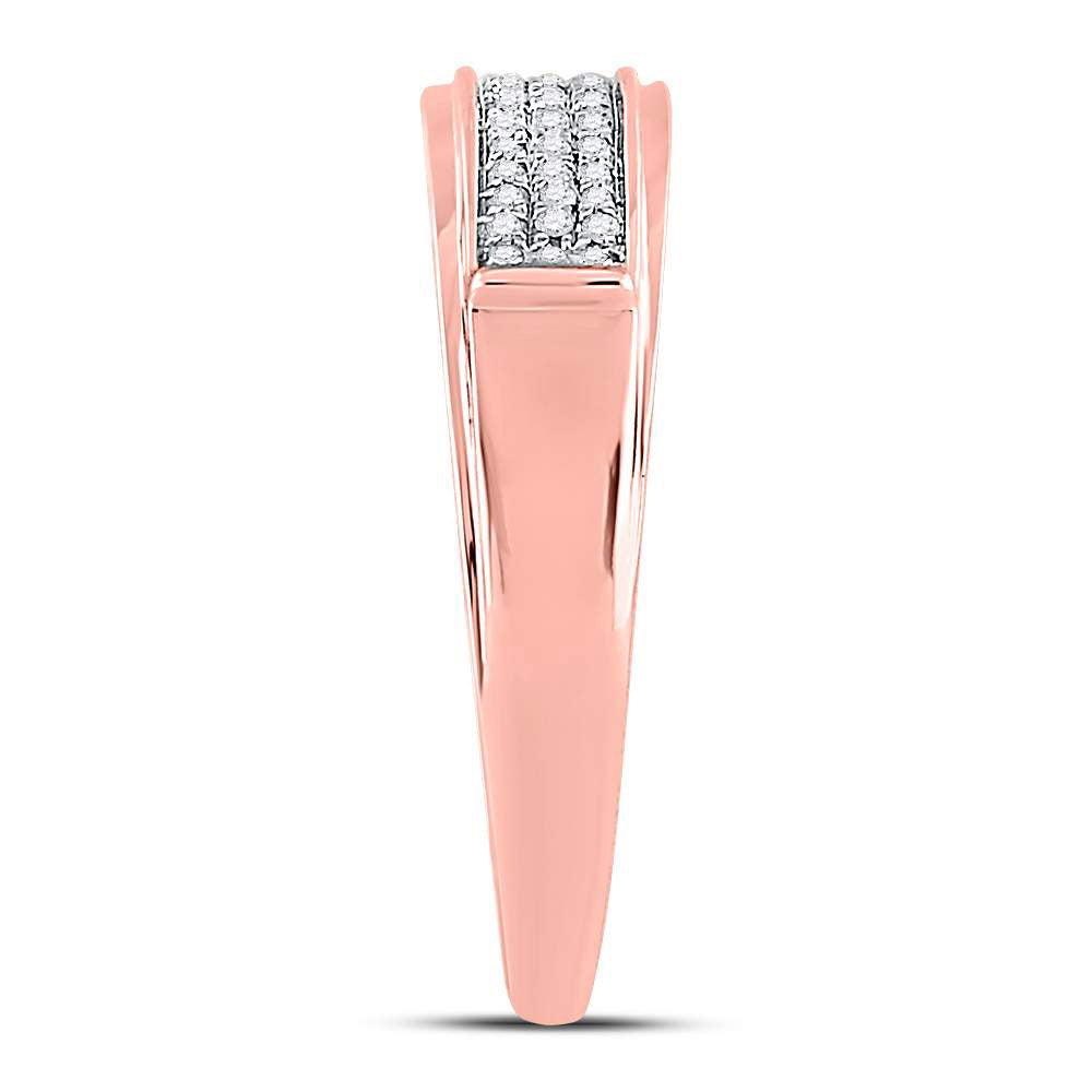 10K Rose Gold His Hers Round Diamond Square Matching Wedding Set 1/3ctw, Womens Size: 5-10, Mens Size: 7-13