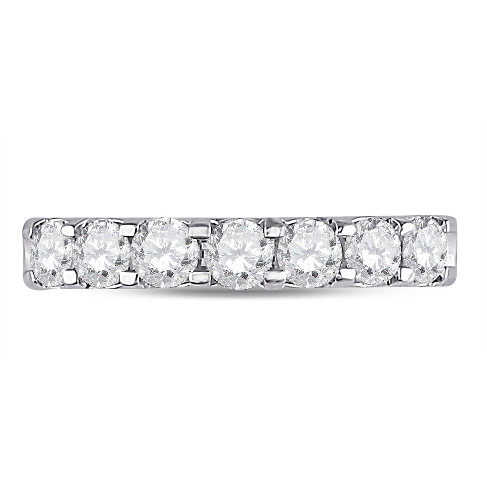 14K White Gold Womens Round Diamond Single Row Comfort Wedding Band 1 Cttw, Womens Size: 5-10