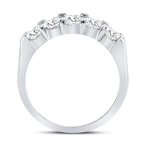 14K White Gold Womens Machine Set Round Diamond 5-stone Wedding Band 1 Cttw, Womens Size: 5-10