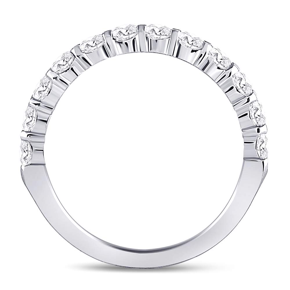 14K White Gold Womens Machine Set Round Diamond Wedding Band 1 Cttw, Womens Size: 5-10