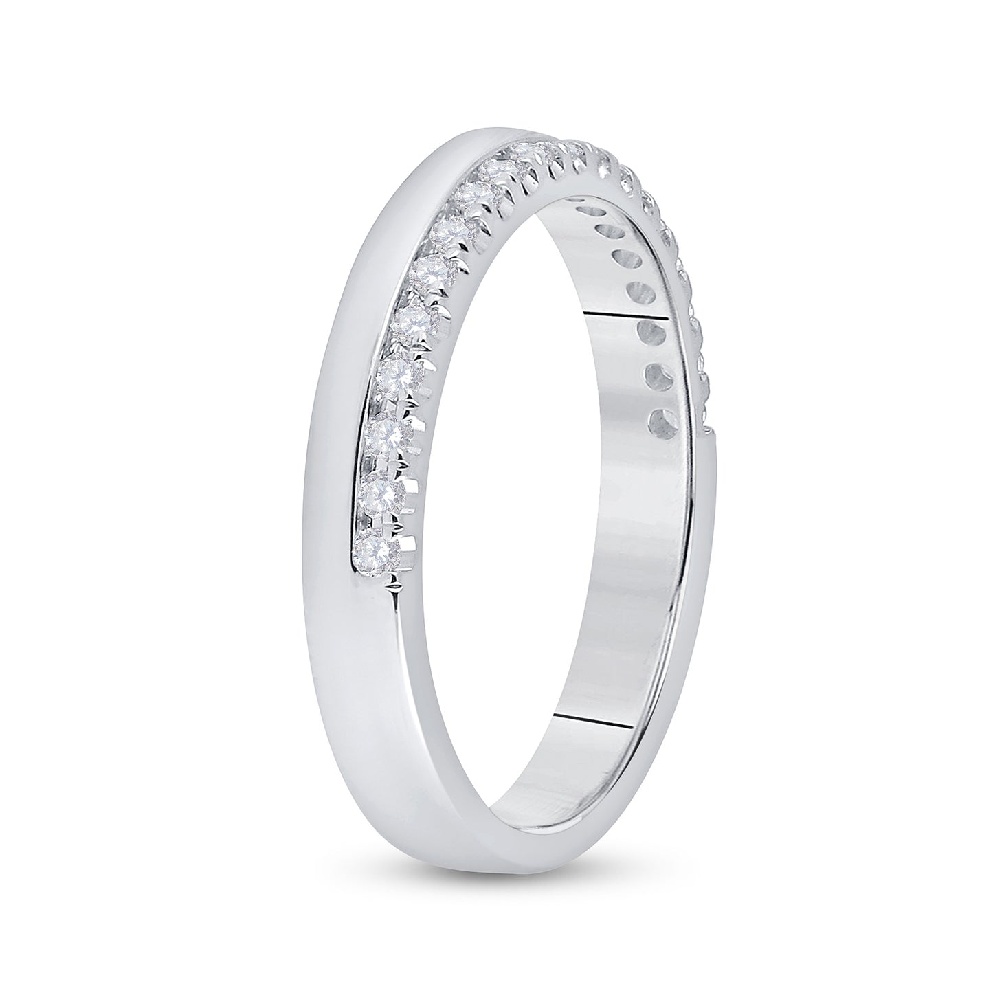 14K White Gold Womens Round Diamond Wedding Band Ring 1/5 Cttw, Womens Size: 5-10