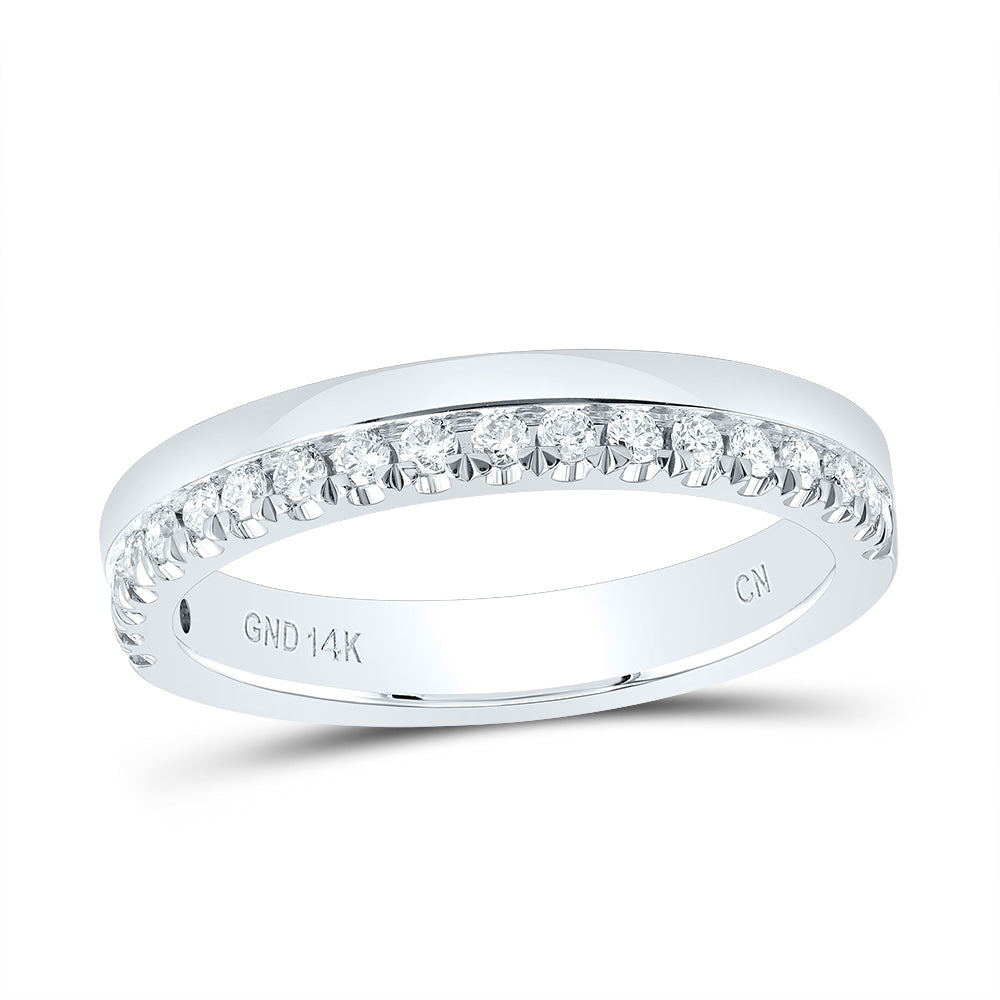 14K White Gold Womens Round Diamond Wedding Band Ring 1/5 Cttw, Womens Size: 5-10