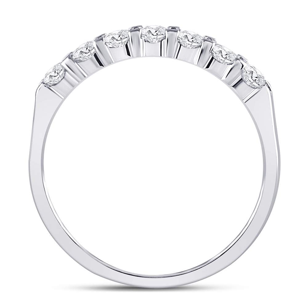 14K White Gold Womens Round Diamond Single Row Machine-set Wedding Band 1/2 Cttw, Womens Size: 5-10