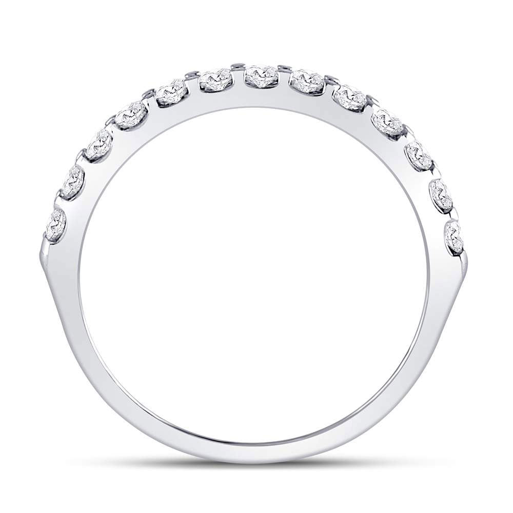 14K White Gold Womens Round Diamond Wedding Anniversary Band 1/2 Cttw, Womens Size: 5-10
