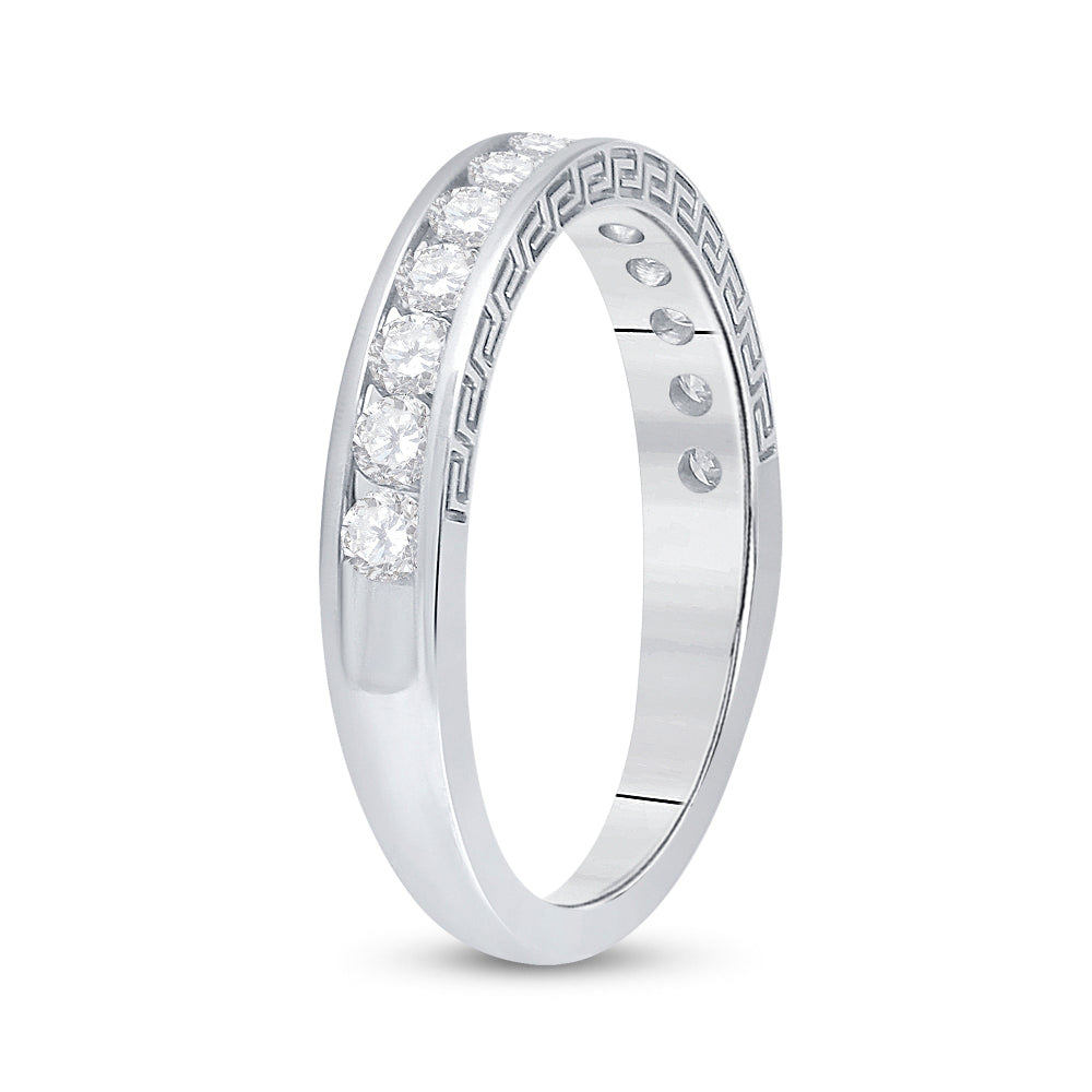 14K White Gold Womens Round Diamond Wedding Band 1/2 Cttw, Womens Size: 5-10