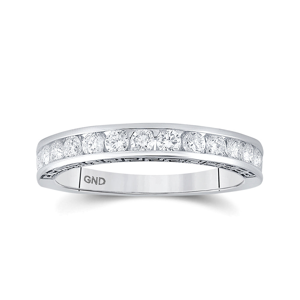 14K White Gold Womens Round Diamond Wedding Band 1/2 Cttw, Womens Size: 5-10
