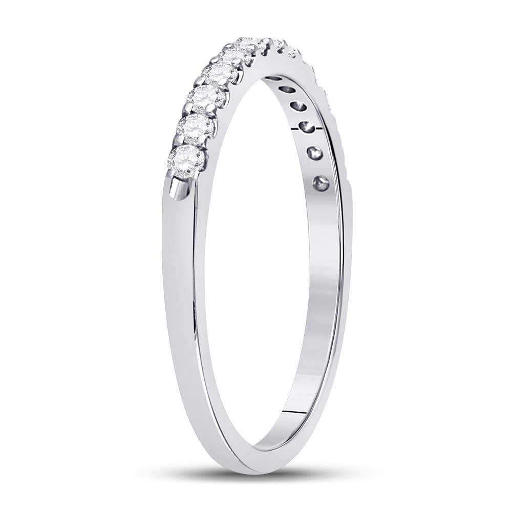 14K White Gold Womens Round Diamond Single Row Machine-set Wedding Band 1/4 Cttw, Womens Size: 5-10