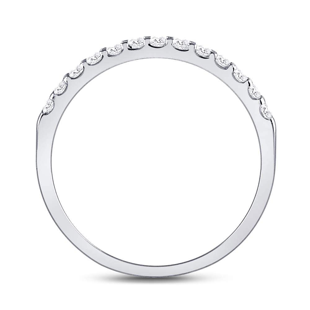14K White Gold Womens Round Diamond Single Row Machine-set Wedding Band 1/4 Cttw, Womens Size: 5-10
