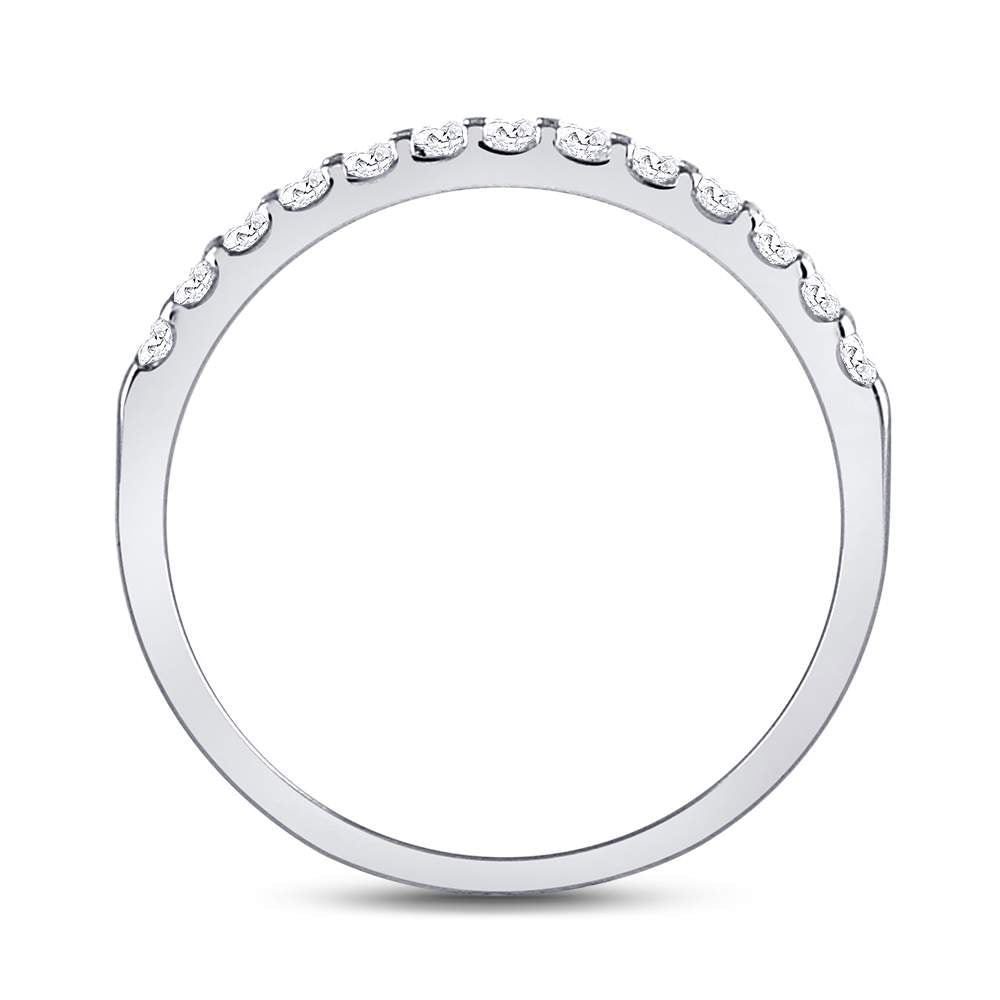 14K White Gold Womens Round Diamond Single Row Machine-set Wedding Band 1/4 Cttw, Womens Size: 5-10