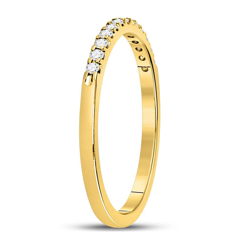 14K Yellow Gold Womens Round Diamond Single Row Machine-set Wedding Band 1/6 Cttw, Womens Size: 5-10