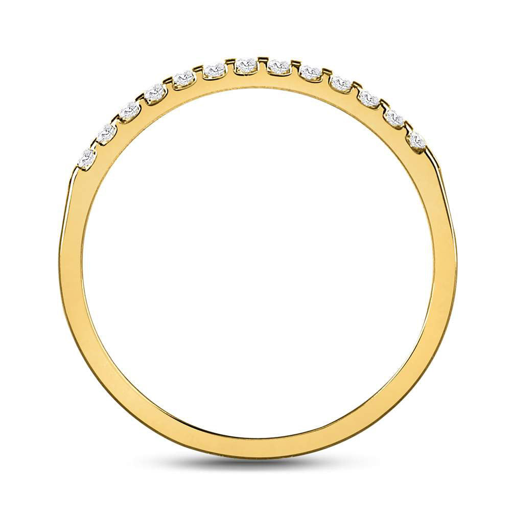14K Yellow Gold Womens Round Diamond Single Row Machine-set Wedding Band 1/6 Cttw, Womens Size: 5-10