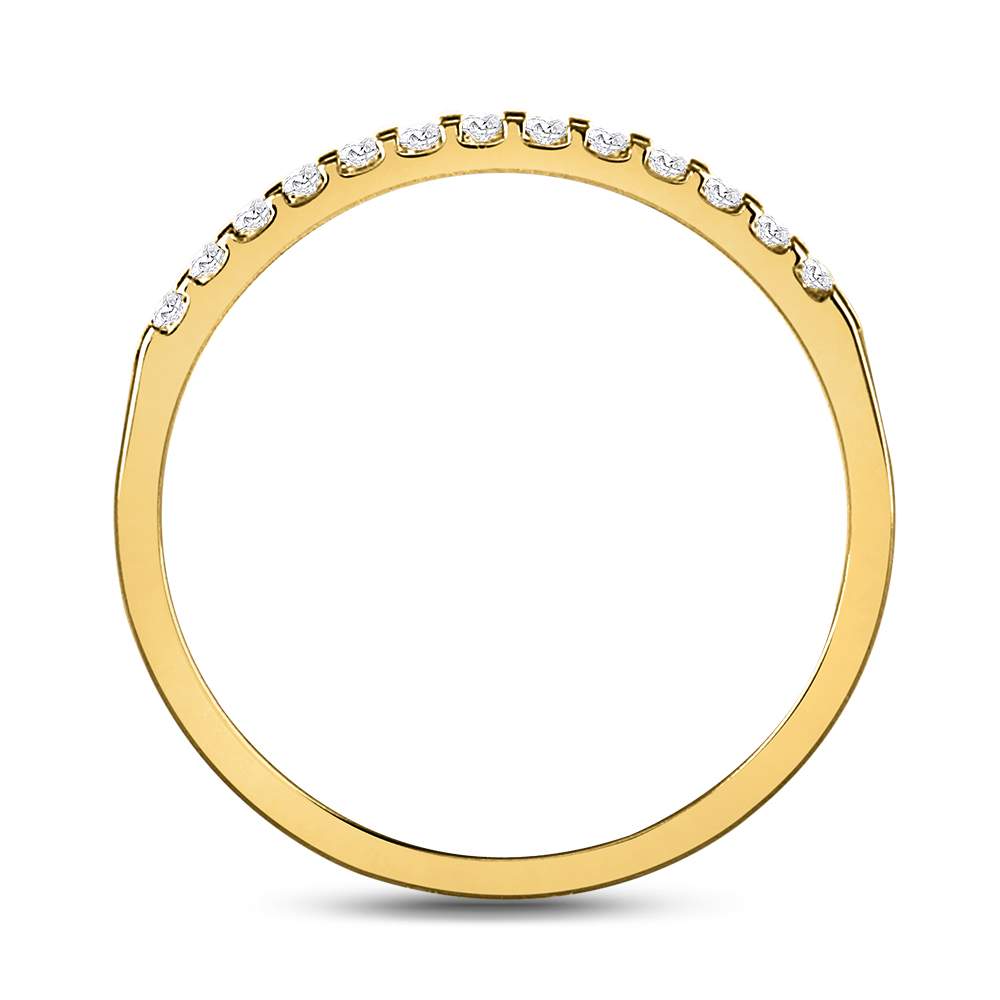 14K Yellow Gold Womens Round Diamond Single Row Machine-set Wedding Band 1/6 Cttw, Womens Size: 5-10