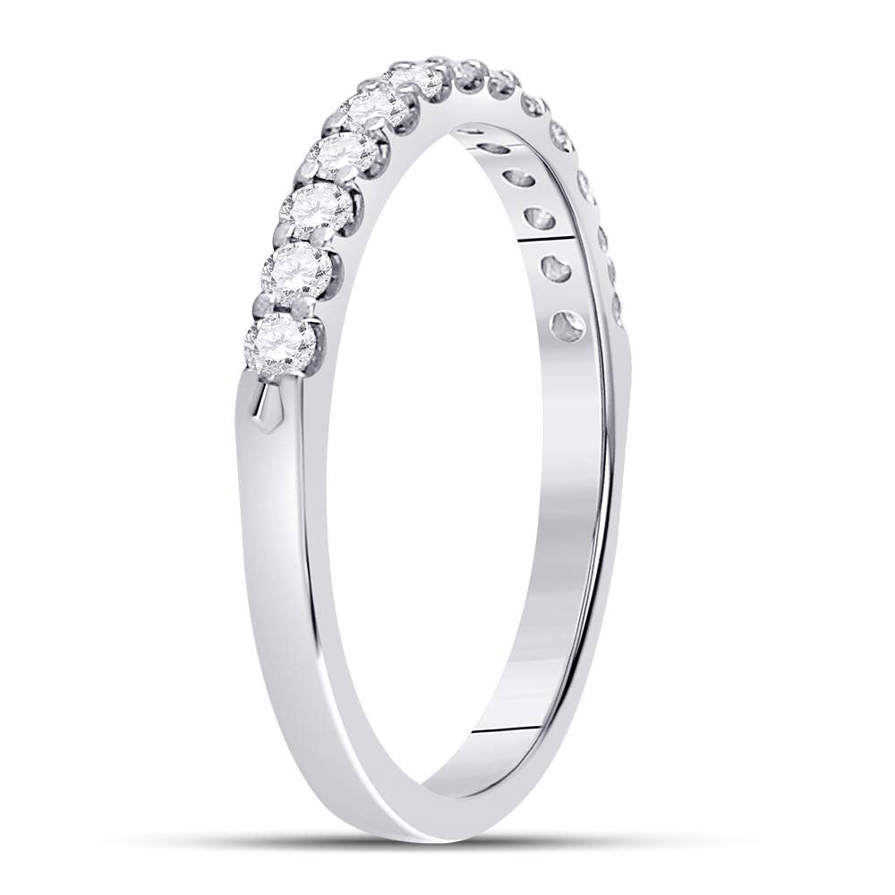 14K White Gold Womens Round Diamond Single Row Machine-set Wedding Band 1/3 Cttw, Womens Size: 5-10