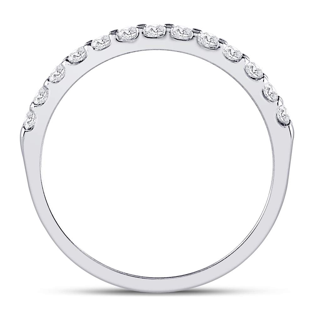 14K White Gold Womens Round Diamond Single Row Machine-set Wedding Band 1/3 Cttw, Womens Size: 5-10