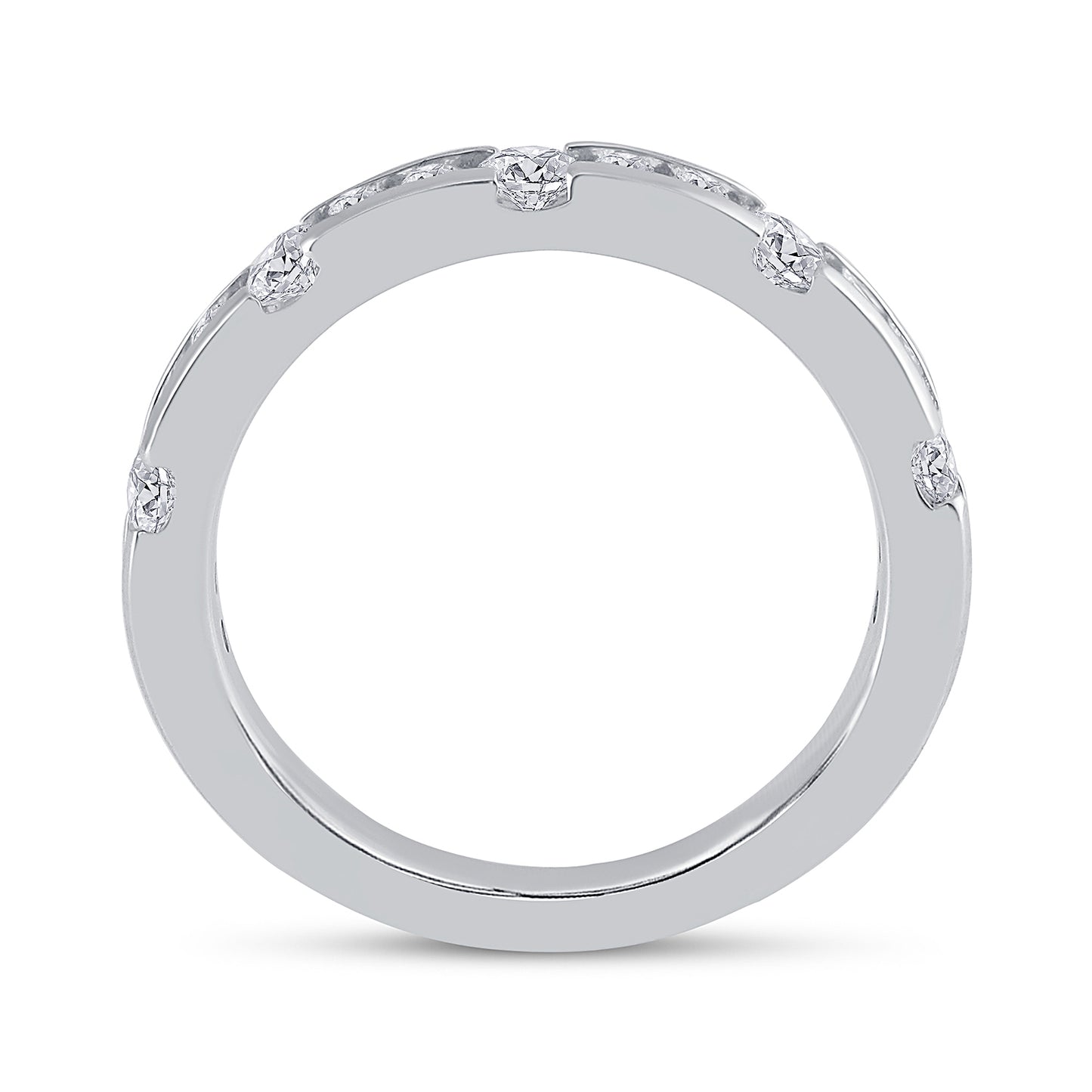 14K White Gold Womens Machine-set Round Diamond Wedding Band Ring 3/4 Cttw, Womens Size: 5-10