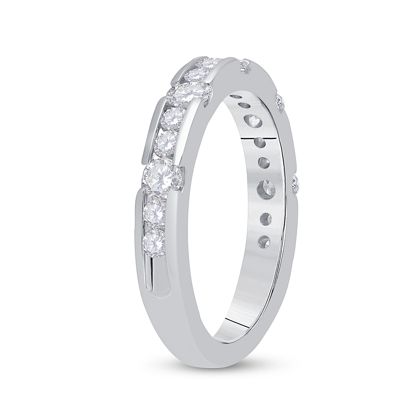 14K White Gold Womens Machine-set Round Diamond Wedding Band Ring 3/4 Cttw, Womens Size: 5-10
