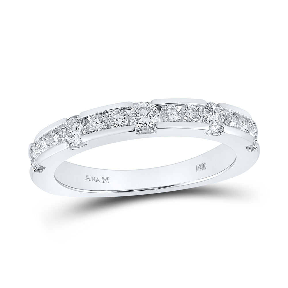 14K White Gold Womens Machine-set Round Diamond Wedding Band Ring 3/4 Cttw, Womens Size: 5-10