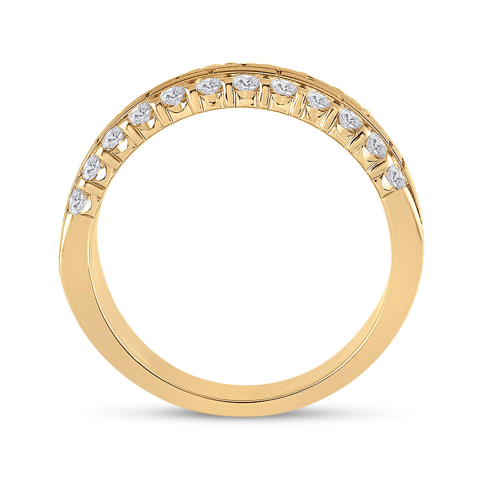 10K Yellow Gold Mens Round Diamond Wedding Brick Band Ring 1 Cttw, Mens Size: 7-13