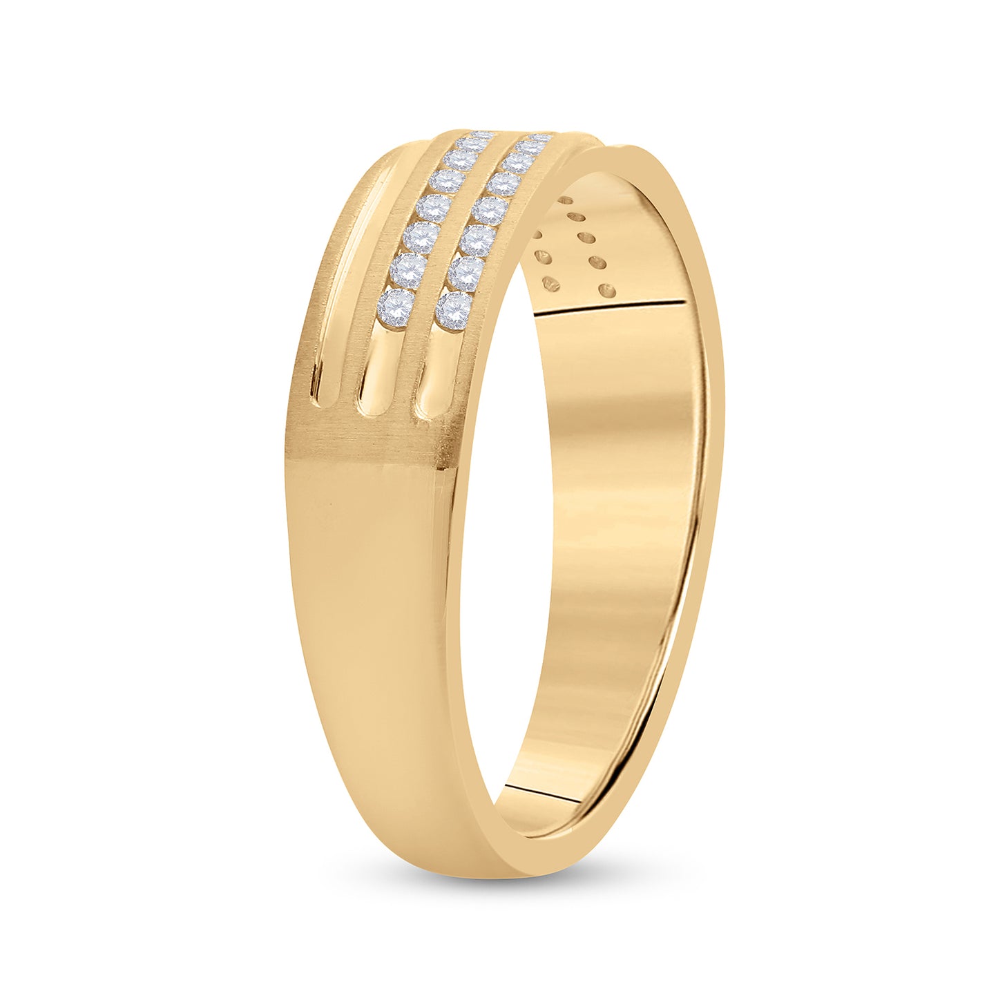 10K Yellow Or White Gold Mens Round Diamond Wedding Band Ring 1/4 Cttw, Mens Size: 7-13
