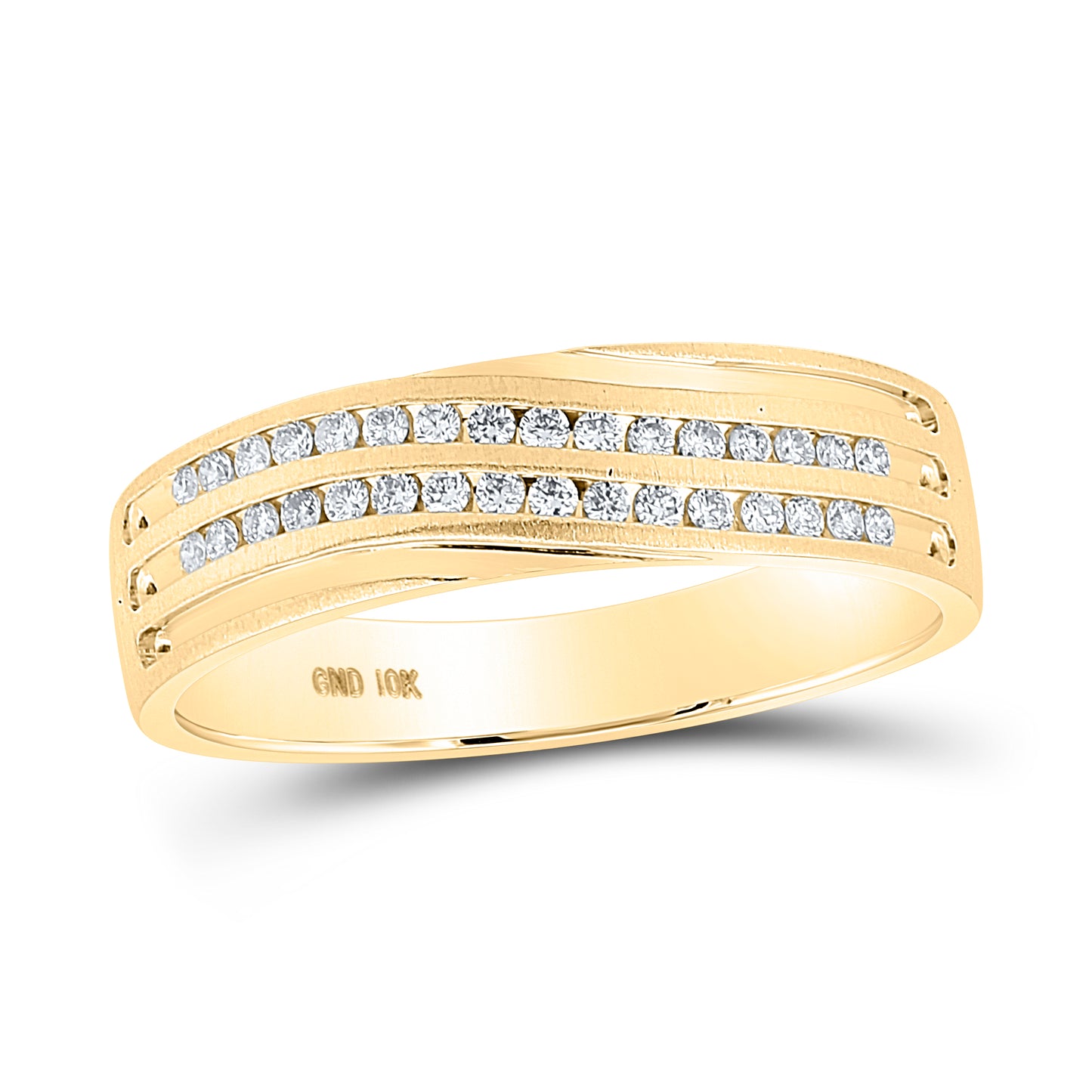 10K Yellow Or White Gold Mens Round Diamond Wedding Band Ring 1/4 Cttw, Mens Size: 7-13