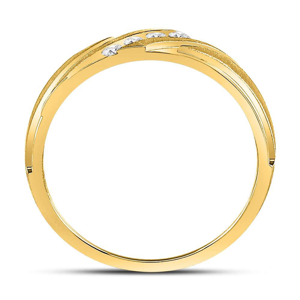14K Yellow Gold Mens Round Diamond Wedding Channel-Set Band Ring 1/6 Cttw, Mens Size: 7-13