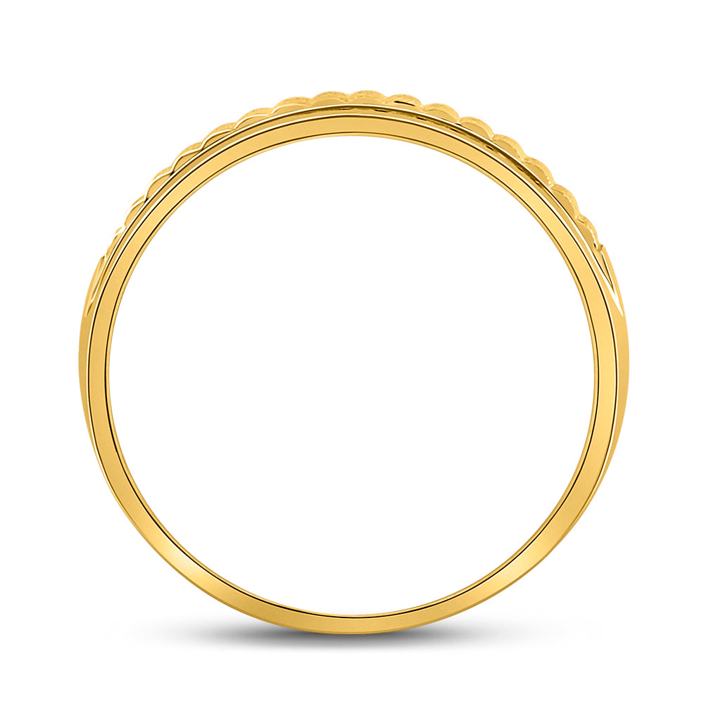 14K Yellow Gold Mens Round Diamond Double Row Matte Textured Wedding Band Ring 1/3 Cttw, Mens Size: 7-13