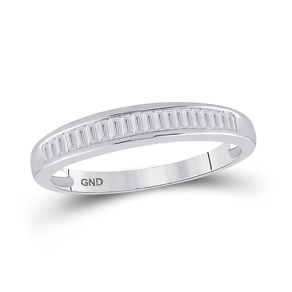 Sterling Silver Womens Baguette Diamond Wedding Band 1/4 Cttw, Womens Size: 5-10