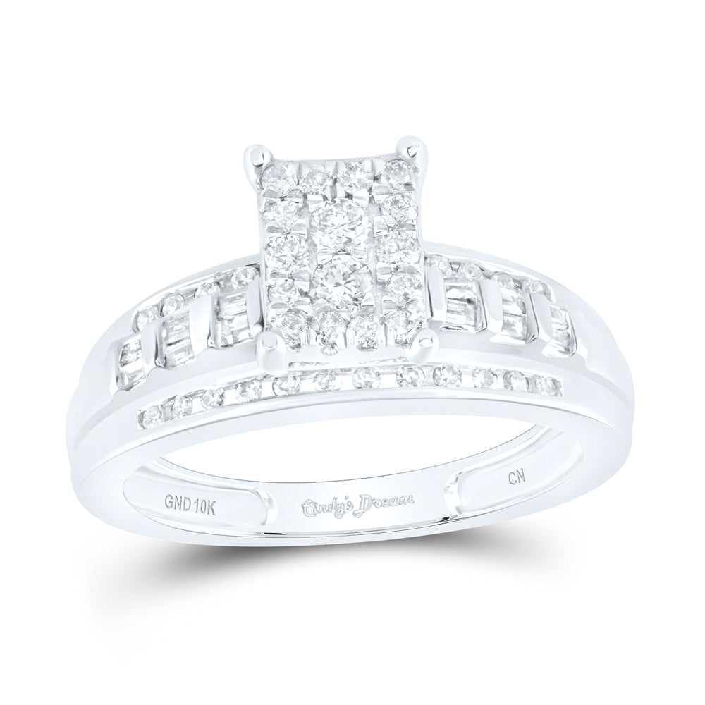 10K White Or Yellow Gold Round Diamond Cluster Bridal Wedding Engagement Ring , Womens Size: 5-10