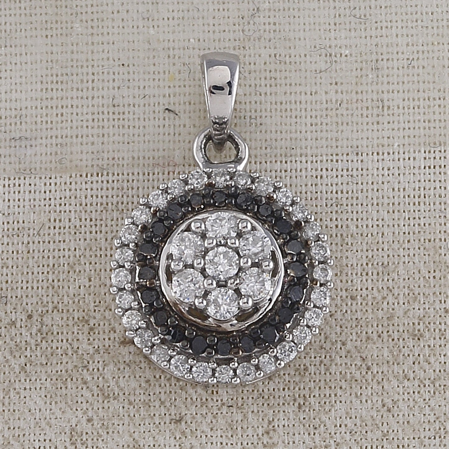 10kt White Gold Womens Color Enhanced Black Diamond Flower Cluster Fashion Pendant 1/2ctw