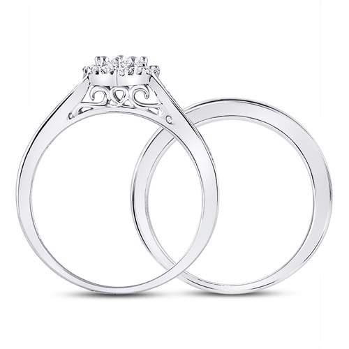 10K White Or Yellow Gold Diamond Heart Bridal Wedding Ring Band Set , Womens Size: 5-10