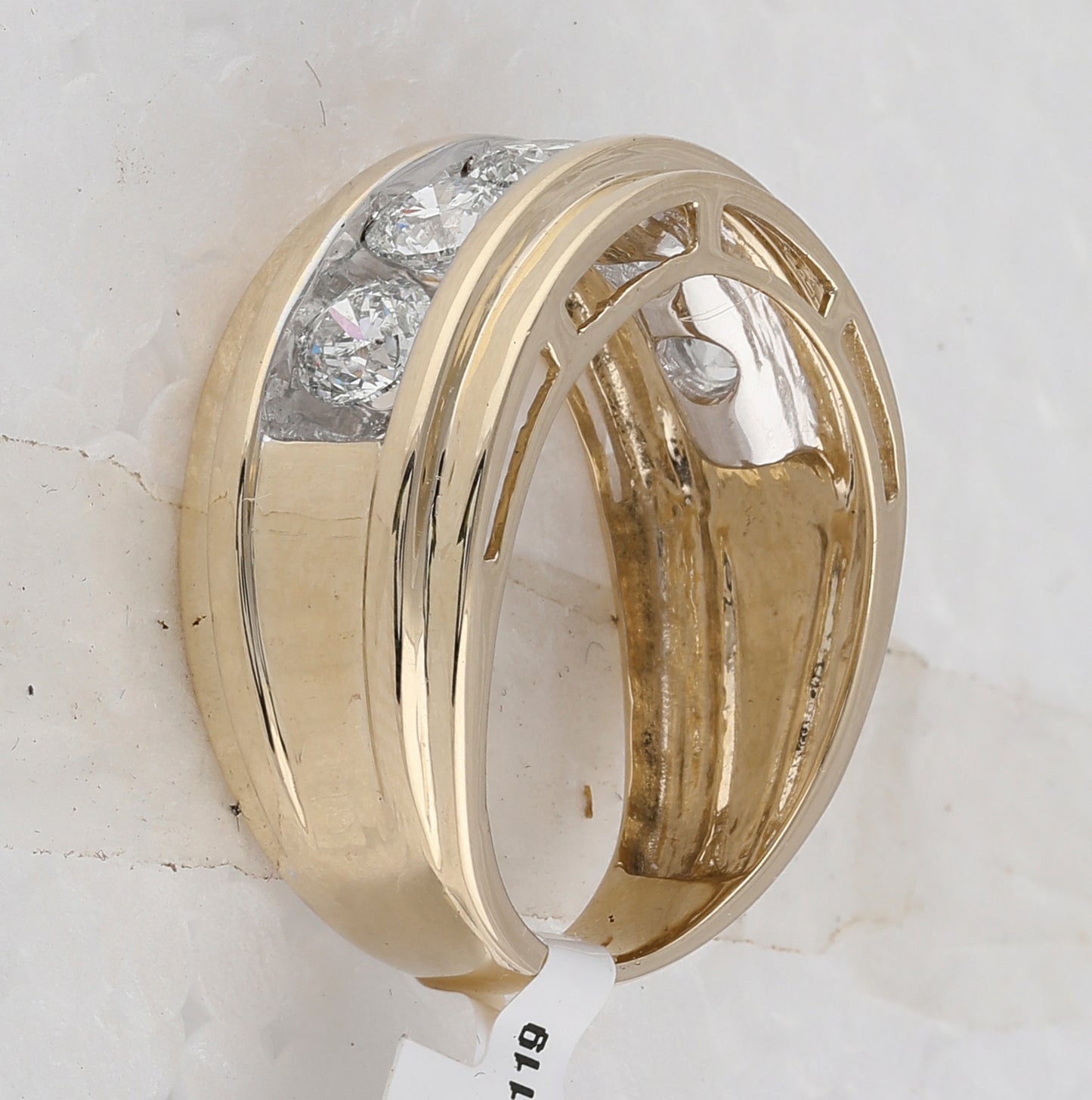 14K Yellow Gold Mens Round Diamond 5-Stone Wedding Band Ring 2 Cttw, Mens Size: 7-13