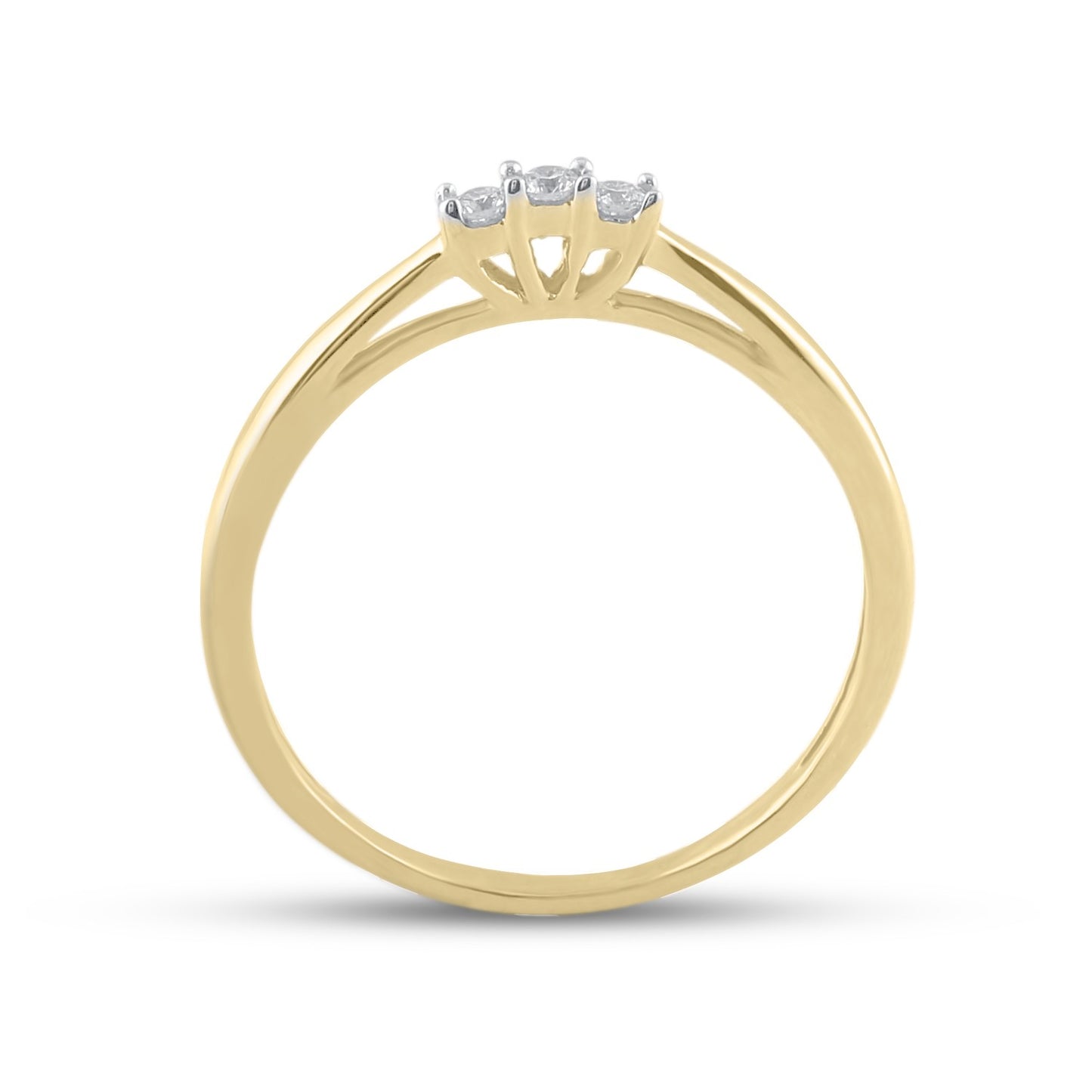 10K Yellow Gold Round Diamond 3-stone Bridal Wedding Engagement Ring 1/20 Cttw, Womens Size: 5-10