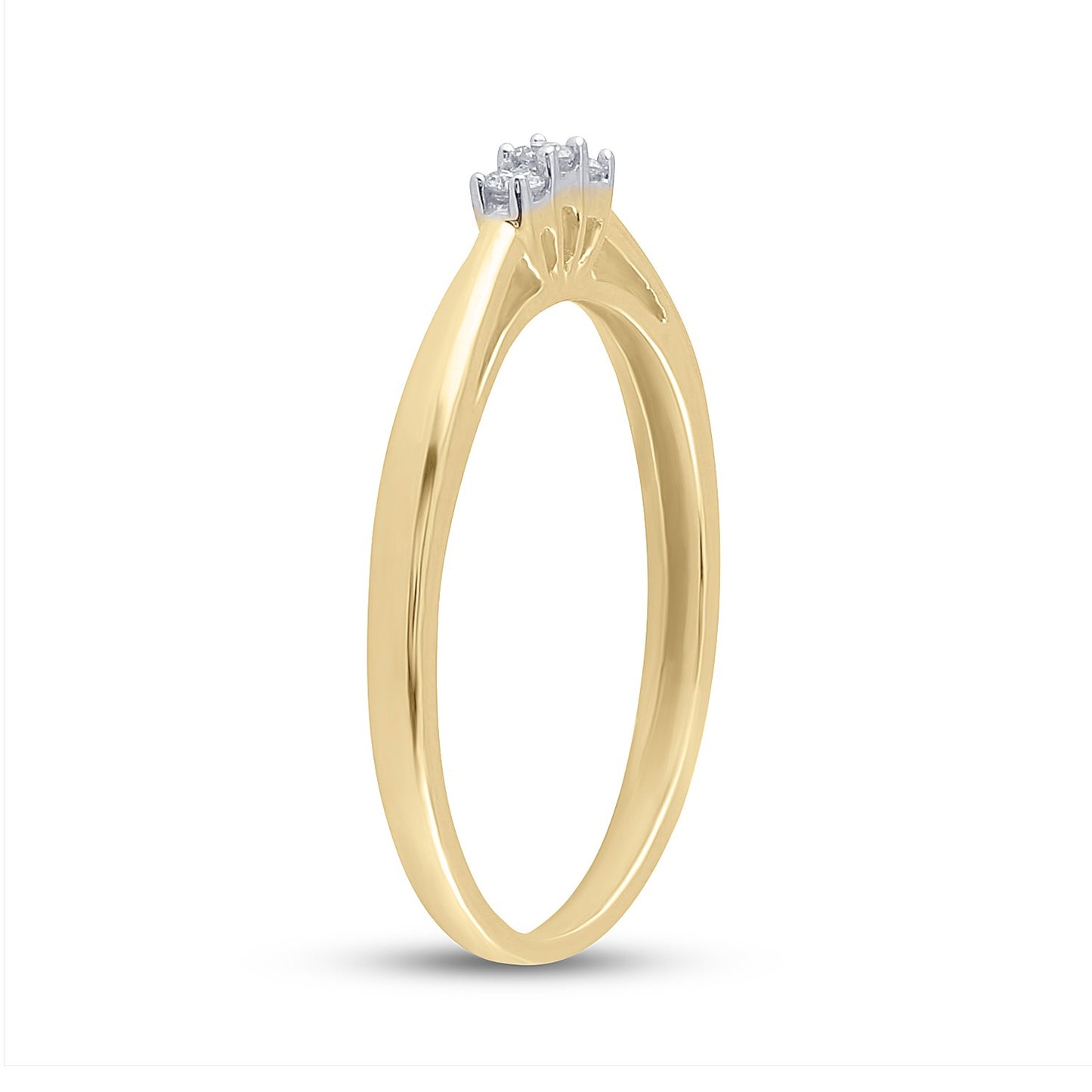 10K Yellow Gold Round Diamond 3-stone Bridal Wedding Engagement Ring 1/20 Cttw, Womens Size: 5-10