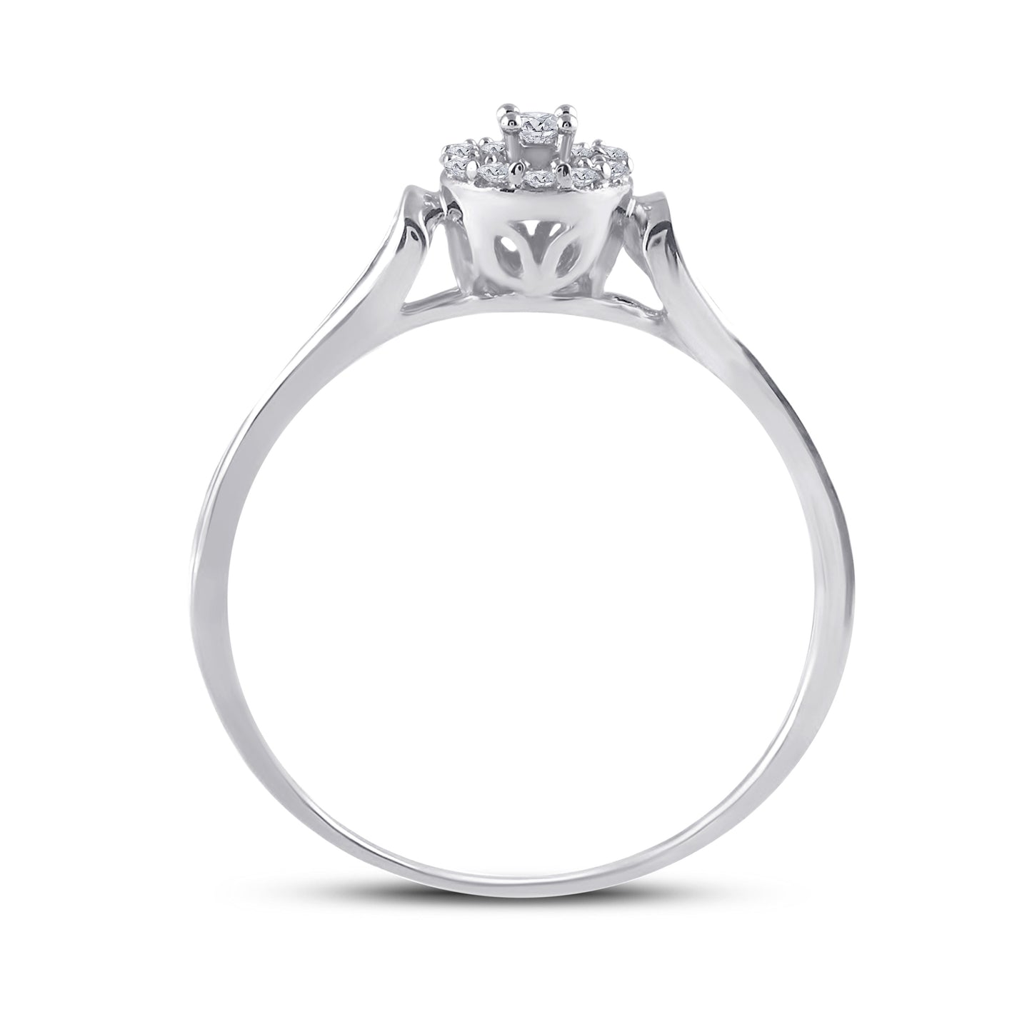 10K White Gold Womens Round Diamond Solitaire Promise Ring 1/10ctw, Womens Size: 5-10