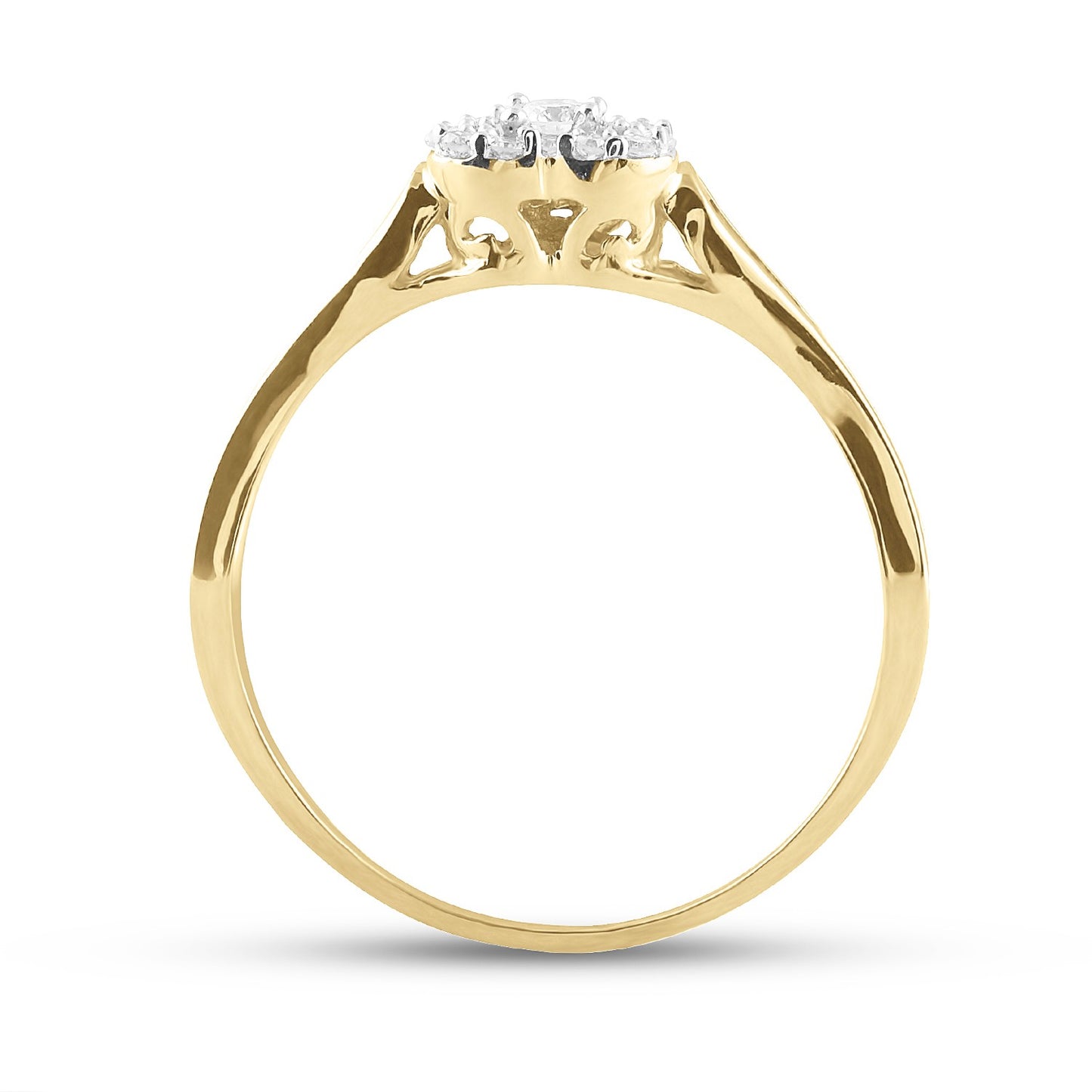 10K Yellow Gold Womens Round Diamond Heart Promise Ring 1/8 Cttw, Womens Size: 5-10