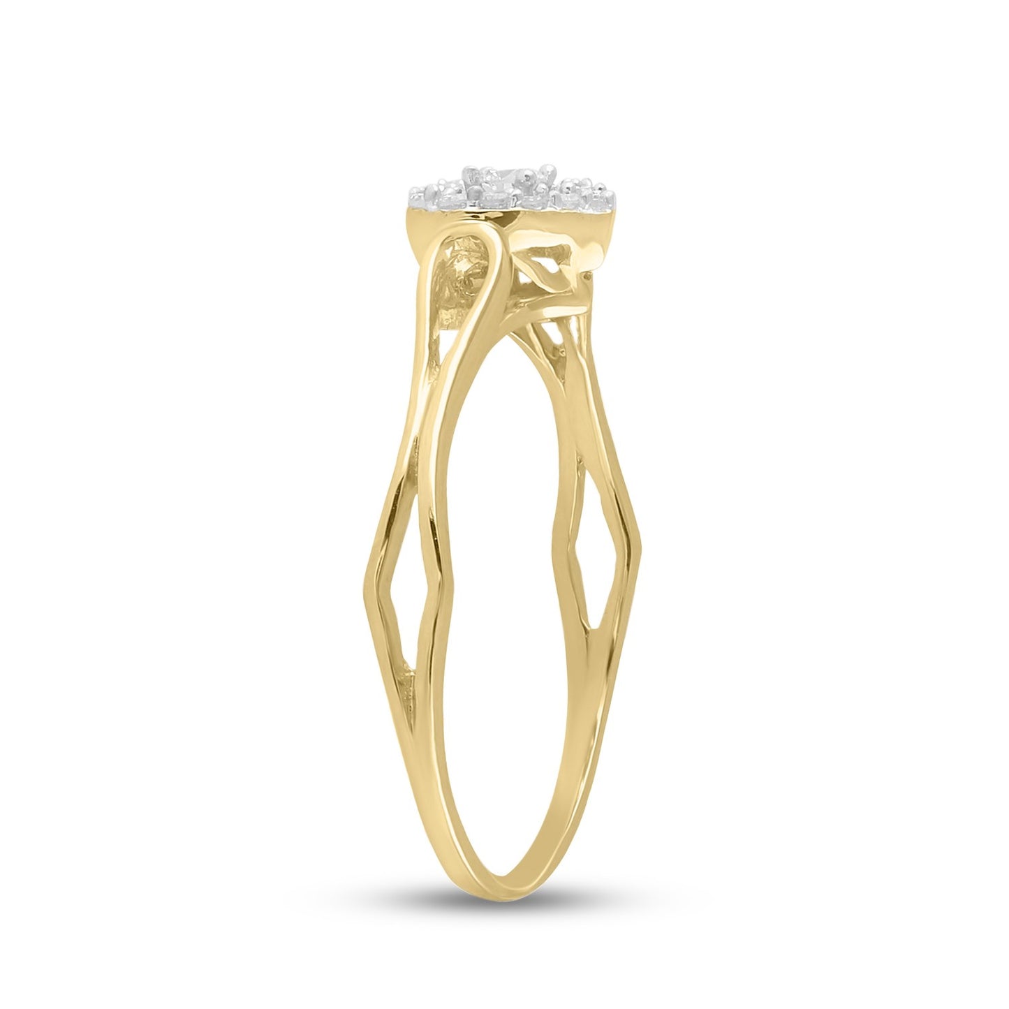 10K Yellow Gold Womens Round Diamond Heart Promise Ring 1/8 Cttw, Womens Size: 5-10