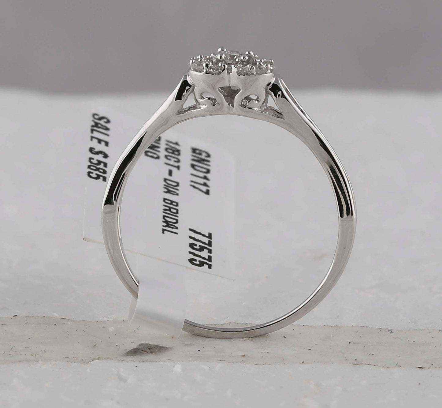 10K White Gold Womens Round Diamond Heart Promise Ring 1/8 Cttw, Womens Size: 5-10