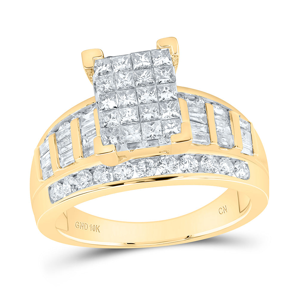 10K Yellow Gold 1 1/2 Ct Diamond Cindy Ring, Womens Size: 5-9