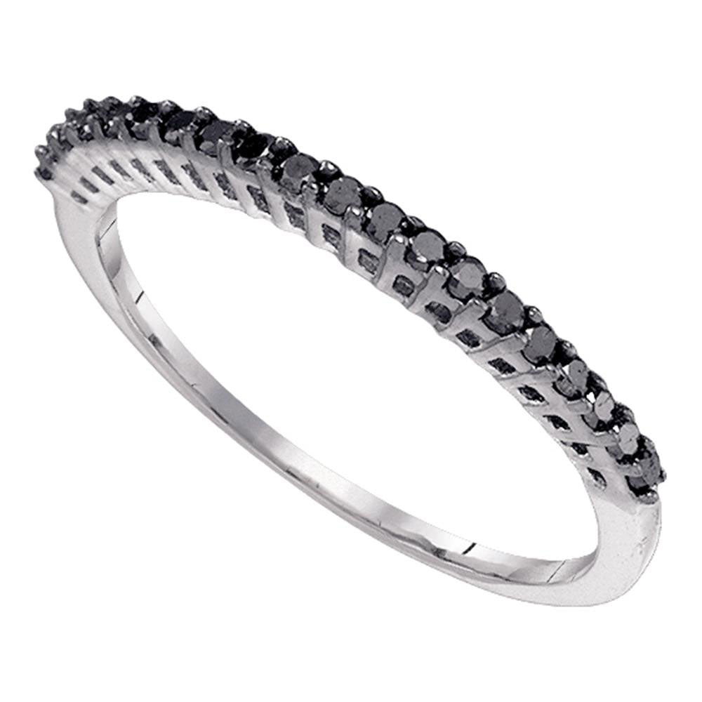 10K White Gold Womens Color Enhanced Black Diamond Band 1/4 Cttw, Womens Size: 5-9