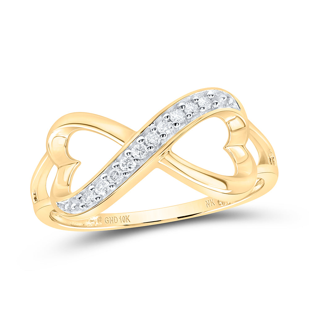 10K Yellow Gold Womens Round Diamond Infinity Ring 1/10 Cttw, Womens Size: 5-10