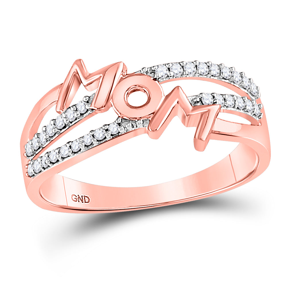 10K Rose Gold Womens Round Diamond Mom Band Ring 1/6 Cttw, Womens Size: 5-10