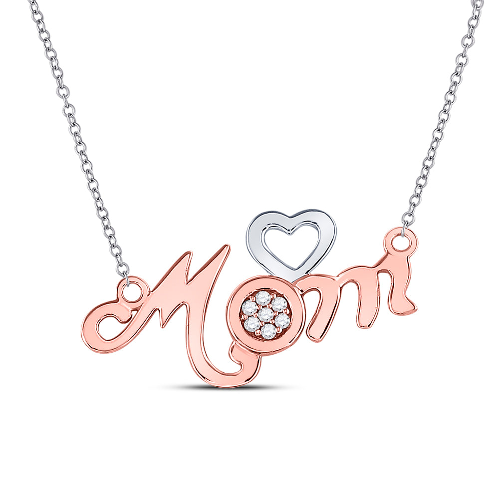 10K Rose Gold Womens Round Diamond Mom Heart Pendant 1/20 Cttw