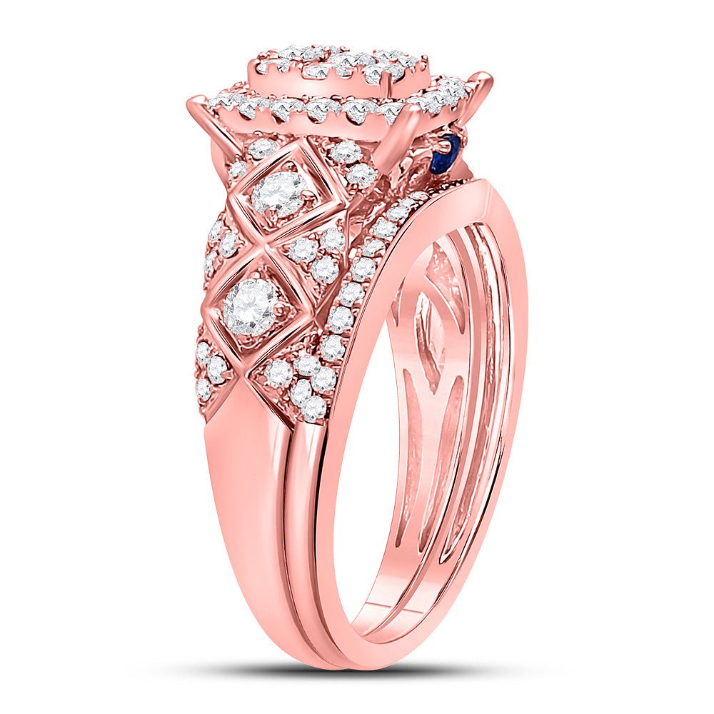 14K Yellow Or White Or Rose Gold Round Diamond Bridal Wedding Ring Band Set , Womens Size: 5-10